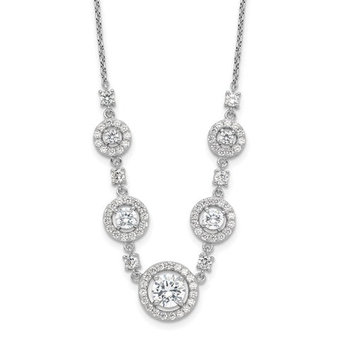 Cheryl M  Sterling Silver Rhodium-plated Brilliant-cut CZ Fancy Halo Circles 18 Inch Necklace