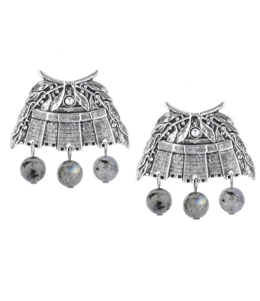 French Kande SILVER CHATEAU EARRINGS WITH LABRADORITE DANGLES