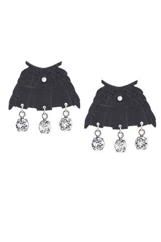 French Kande BLACK CHATEAU EARRINGS WITH SWAROVSKI DANGLES