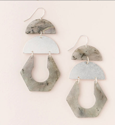 Scout Curated Wears-Stone Cutout Earring-Labradorite Silver