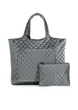 Haute Shore Icon Shadow Charcoal Reflective Quilted Puffer Tote