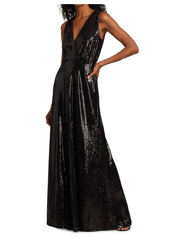 Halston Harlan Micro Sequin Evening Gown