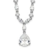 Cheryl M Sterling Silver Rhodium-plated Fancy Marquise-cut and Brilliant-cut Pear CZ 17 Inch Necklace