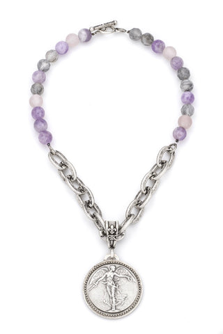 French Kande LAVENDER MIX WITH LOURDES CHAIN AND L’ANGE MEDALLION