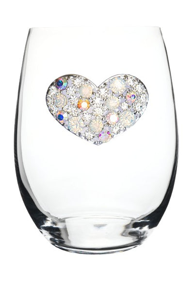 The Queens' Jewels® - Multi Stone Heart Jeweled Stemless Wine Glass