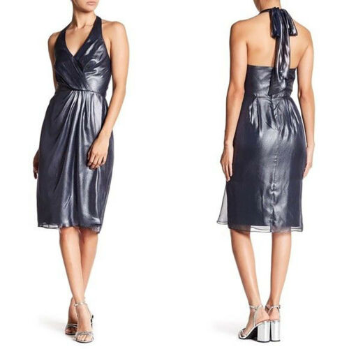 Vera Wang Sleeveless Metallic Halter Dress