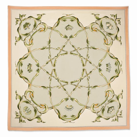 Kennedy Taupe Crown Handmade Silk Scarf
